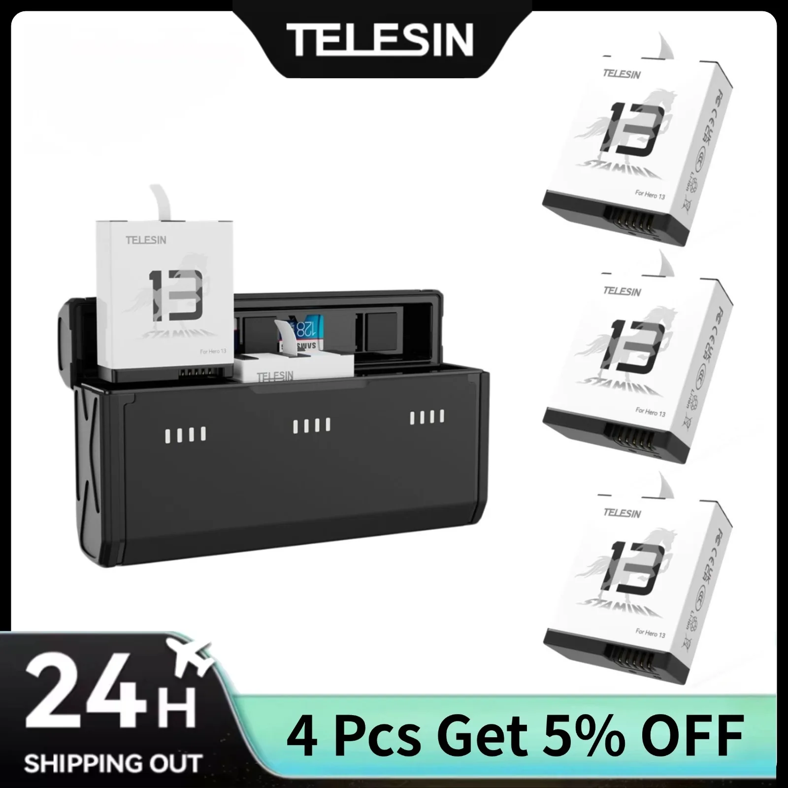 Gopro Action Camera Hero 13 Black - صندوق شحن سريع محمول من TELESIN